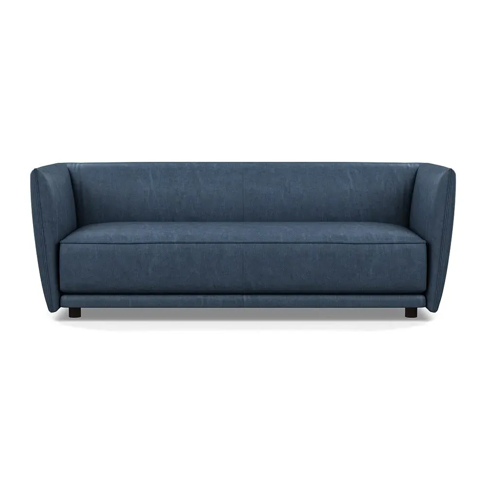 3-Seater Sofa Valley Design - Blue, Leather