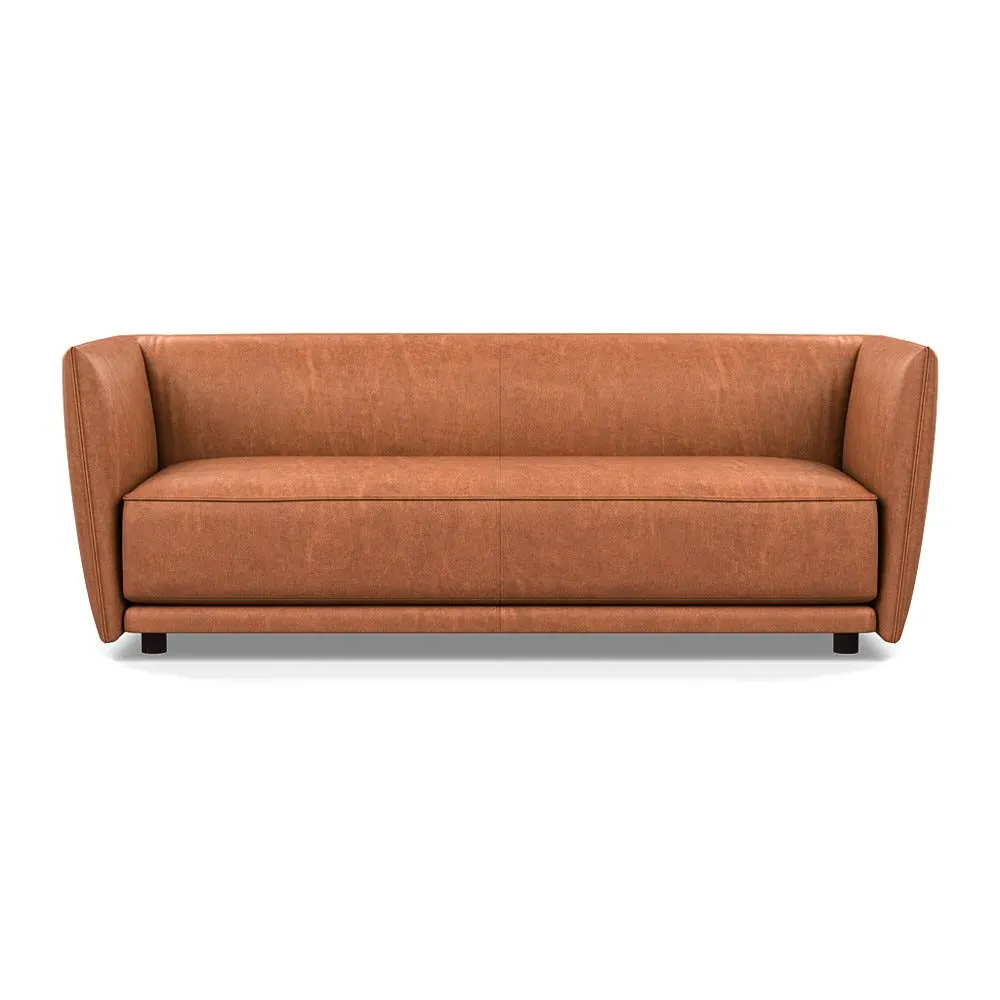 3-Seater Sofa Valley Design - Brown, Leather