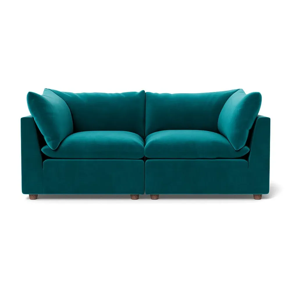 3-Seater Sofa with Beech Feet - Petrol, Velvet