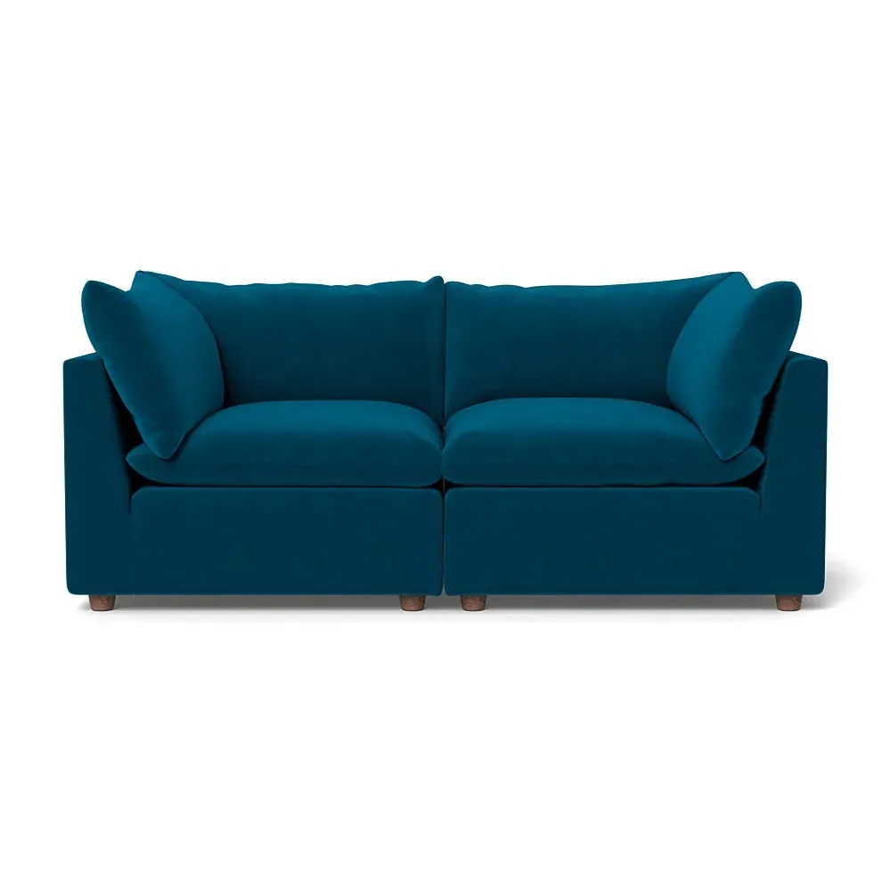 3-Seater Sofa with Beech Feet - Teal, Velvet
