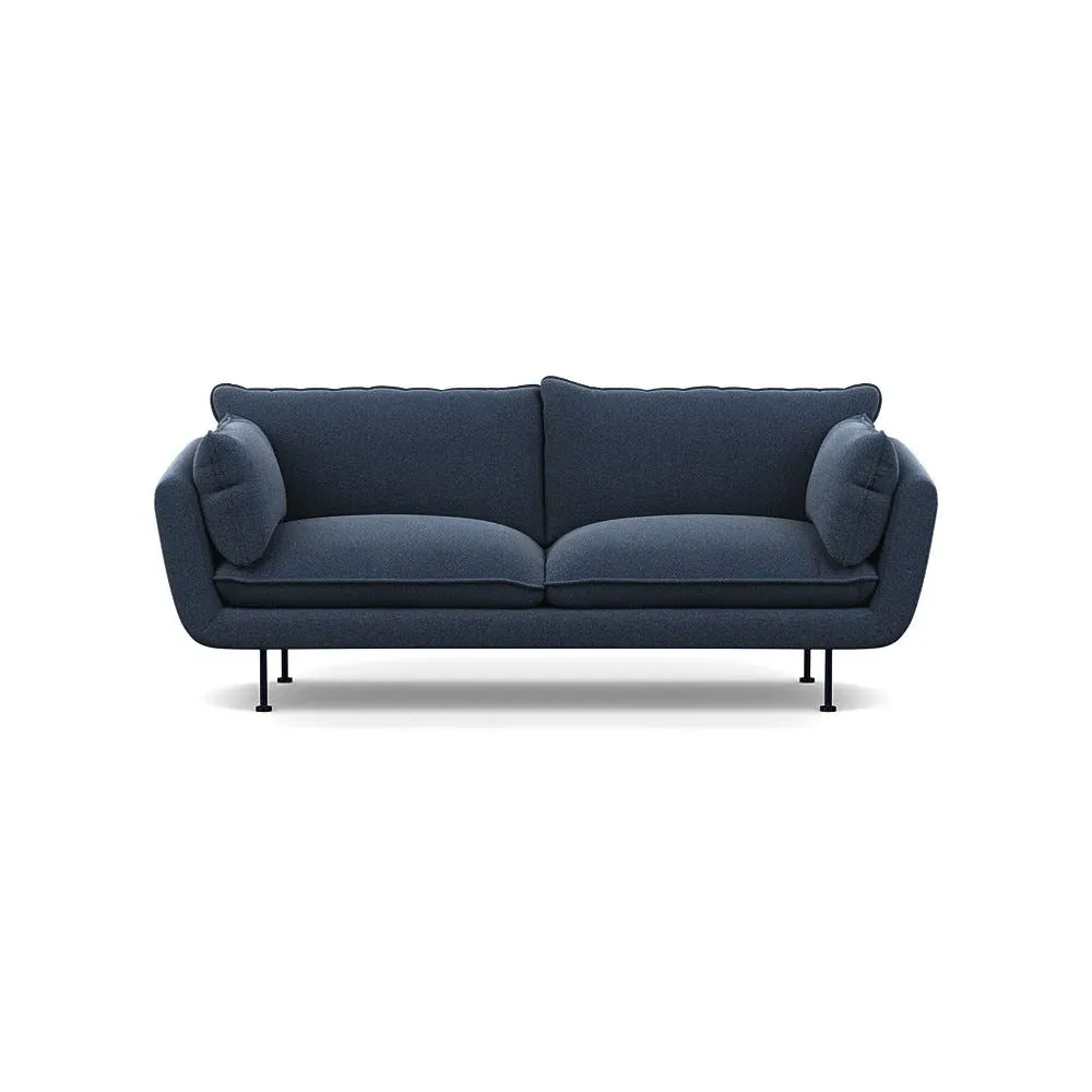 3-Seater Sofa with Black Feet - Blue, Boucle