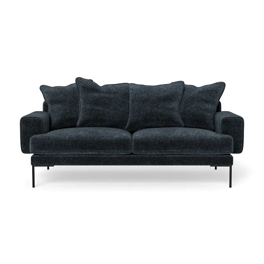 3-Seater Sofa with Black Feet - Blue, Boucle