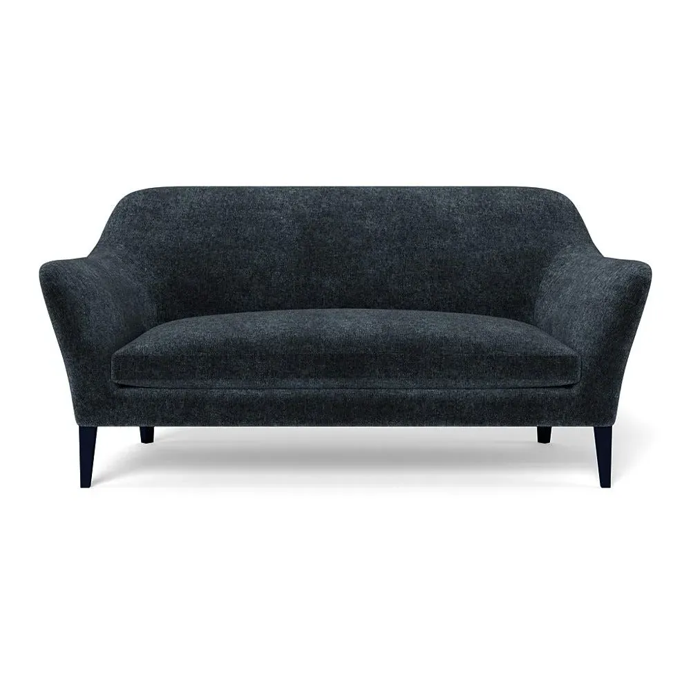 3-Seater Sofa with Black Feet - Blue, Boucle