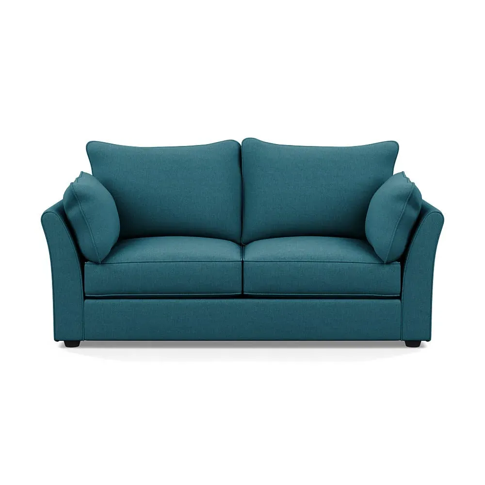 3-Seater Sofa with Black Feet - Blue, Cotton image