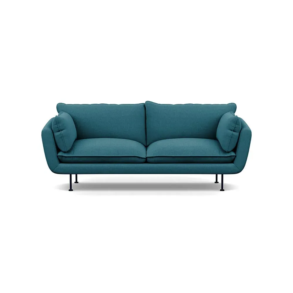 3-Seater Sofa with Black Feet - Blue, Cotton image