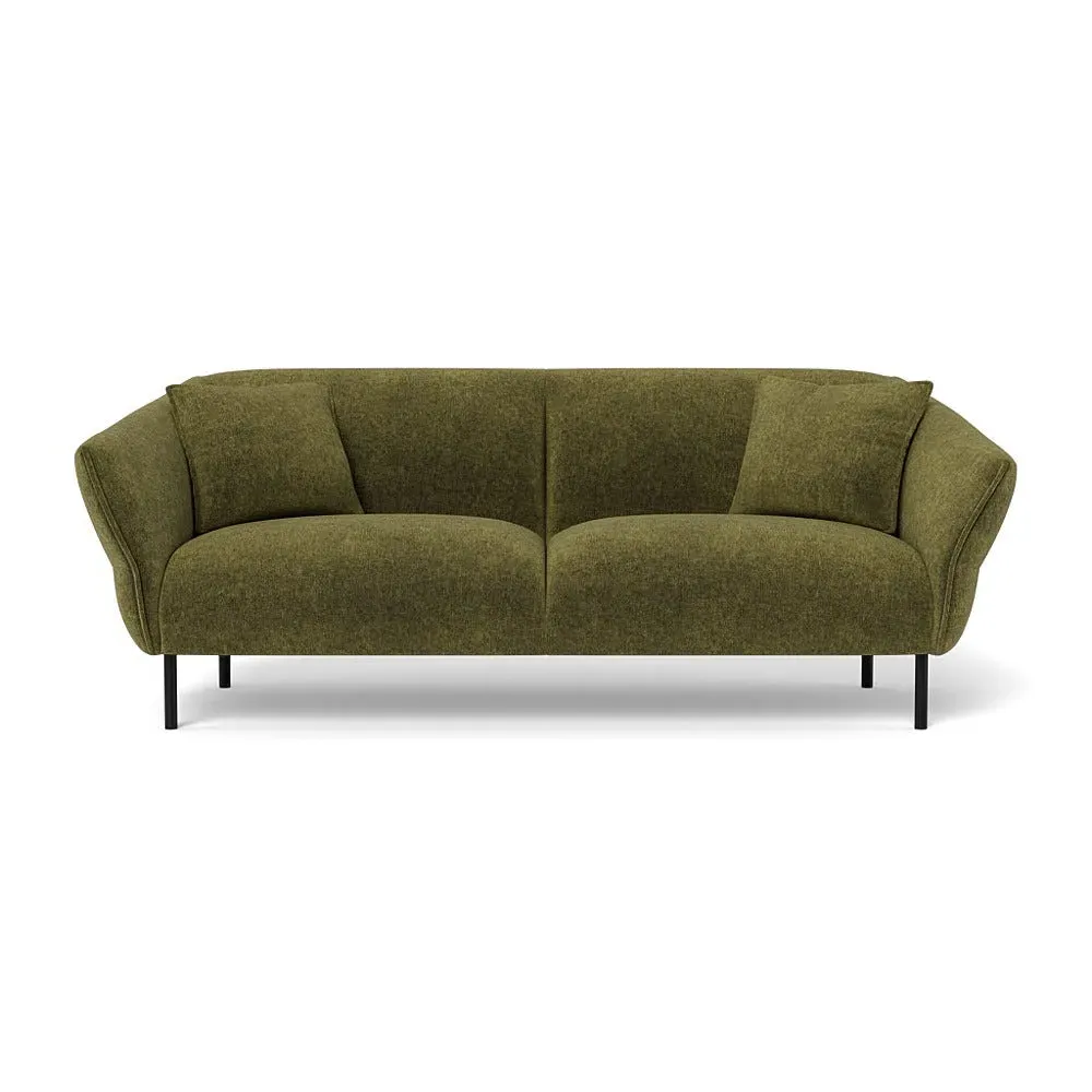 3-Seater Sofa with Black Feet - Blue, Velvet