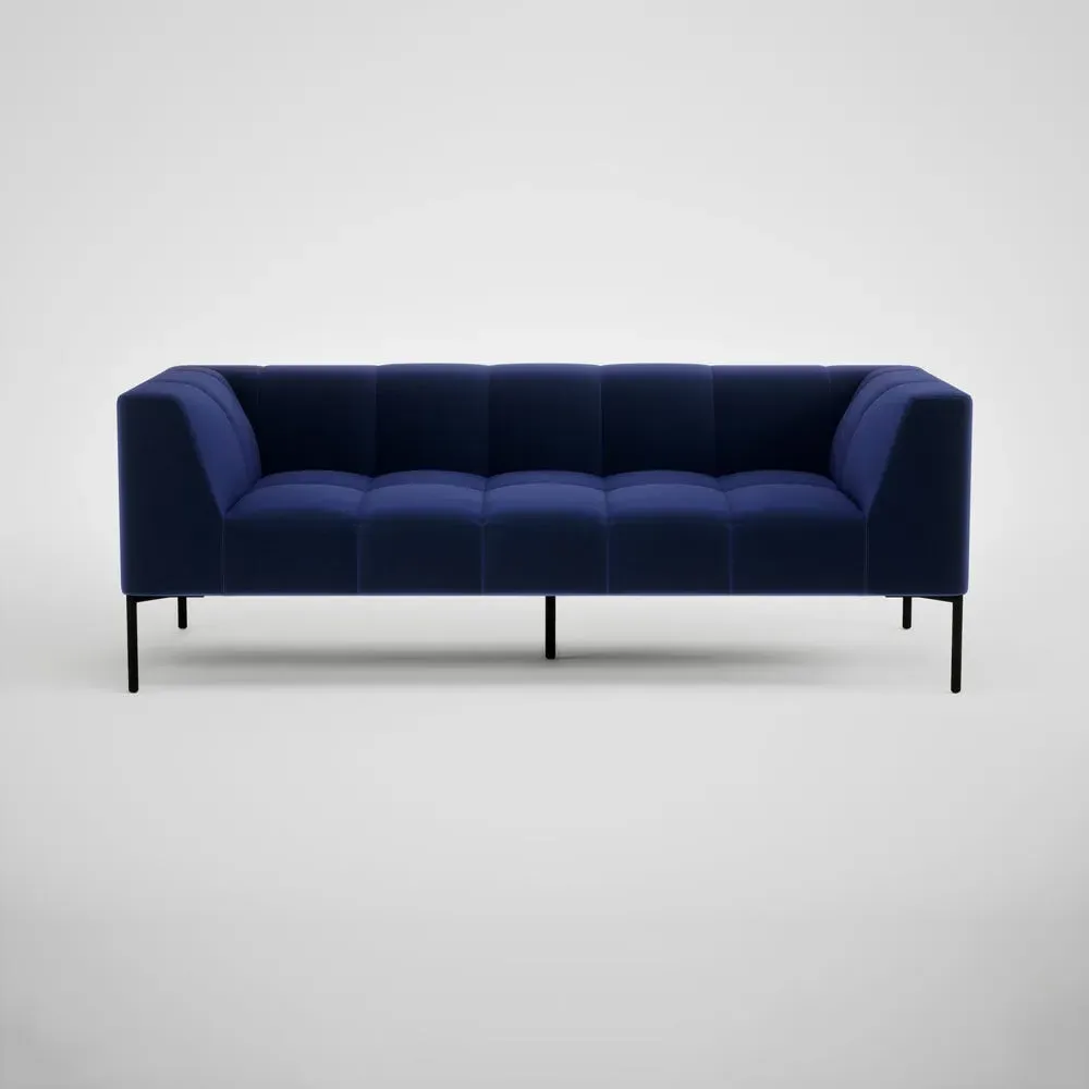 3-Seater Sofa with Black Feet - Blue, Velvet image
