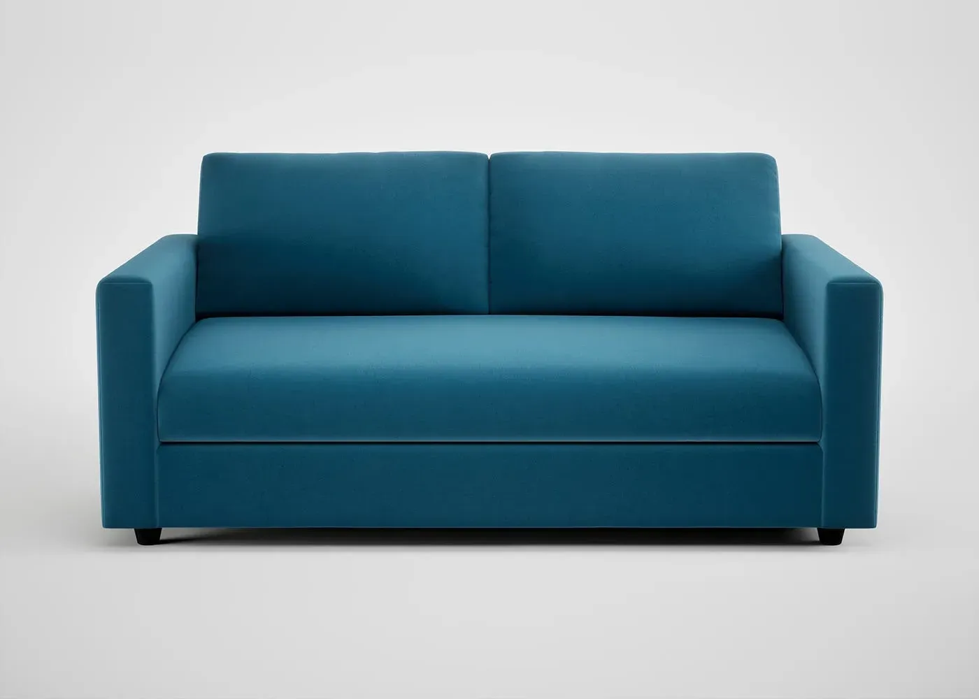 3-Seater Sofa with Black Feet - Blue, Velvet
