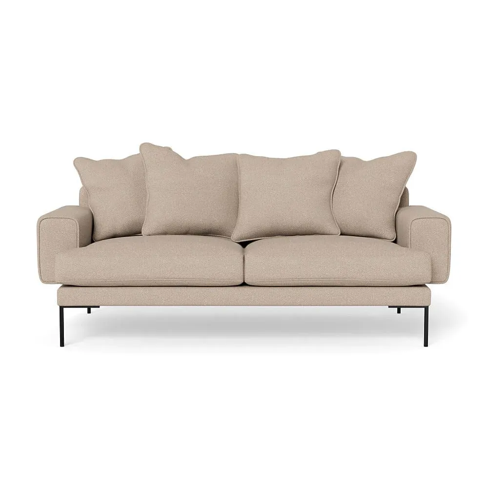 3-Seater Sofa with Black Feet - Blue, Velvet