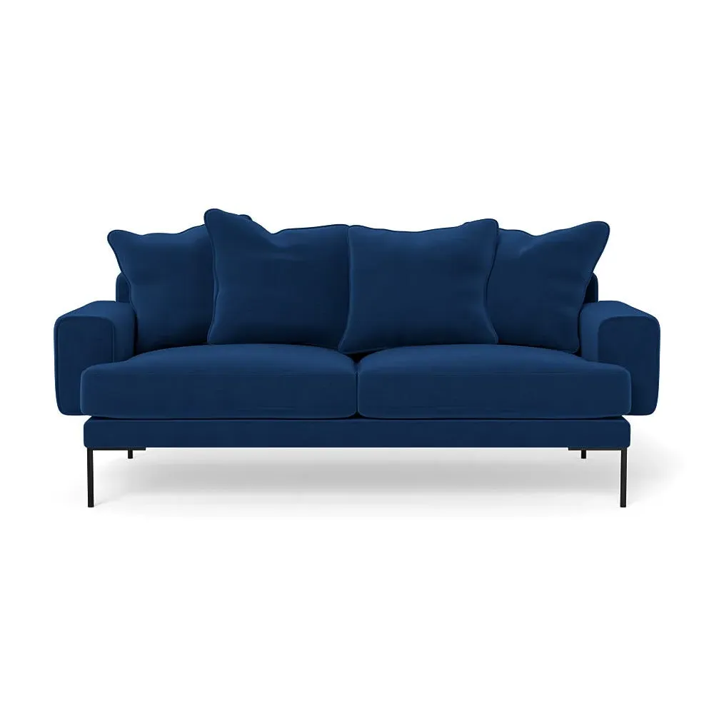 3-Seater Sofa with Black Feet - Blue, Velvet