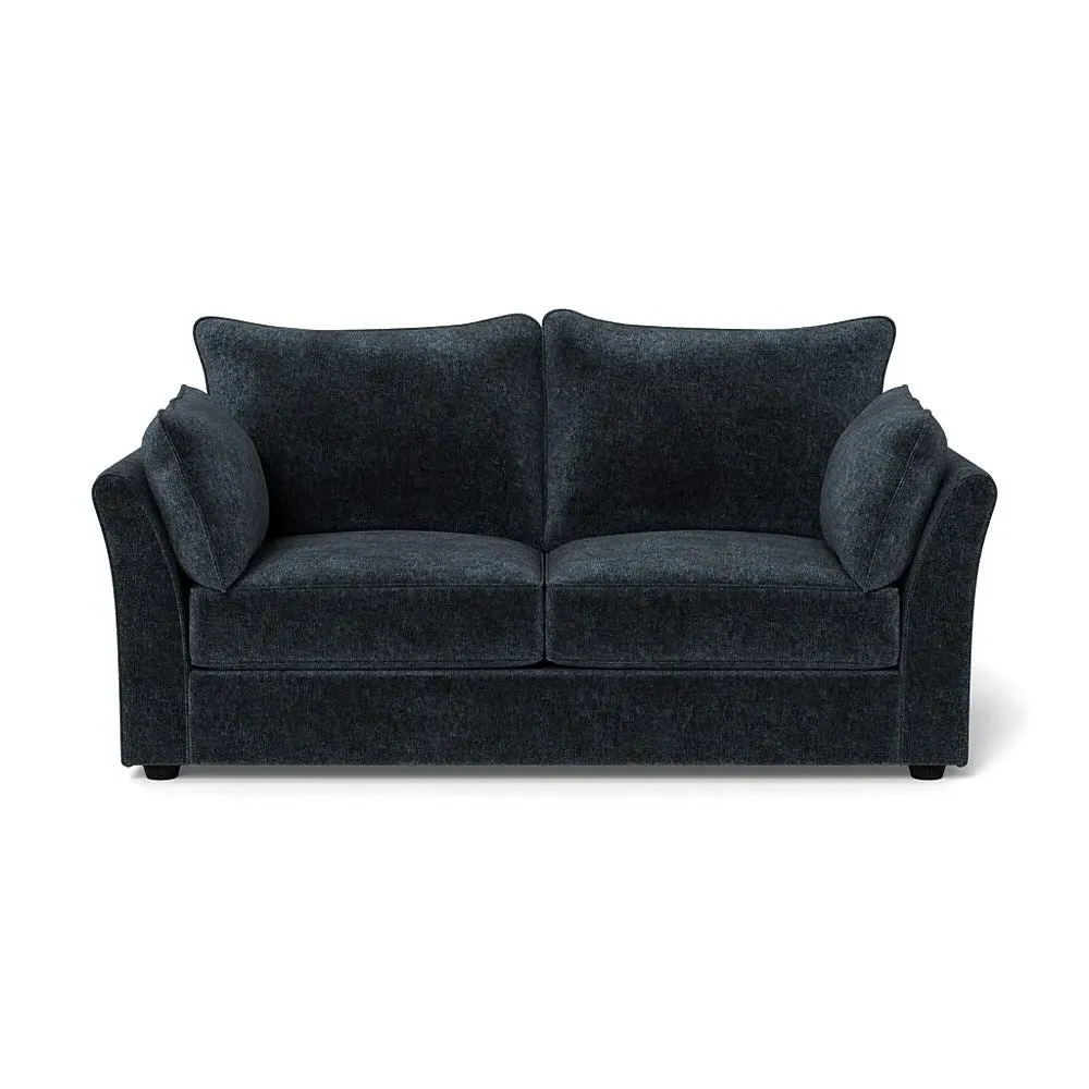 3-Seater Sofa with Black Feet - Blue, Velvet