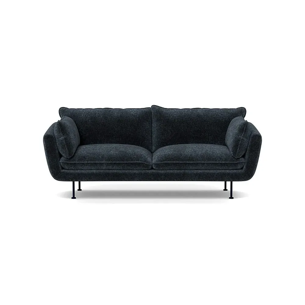 3-Seater Sofa with Black Feet - Blue, Velvet