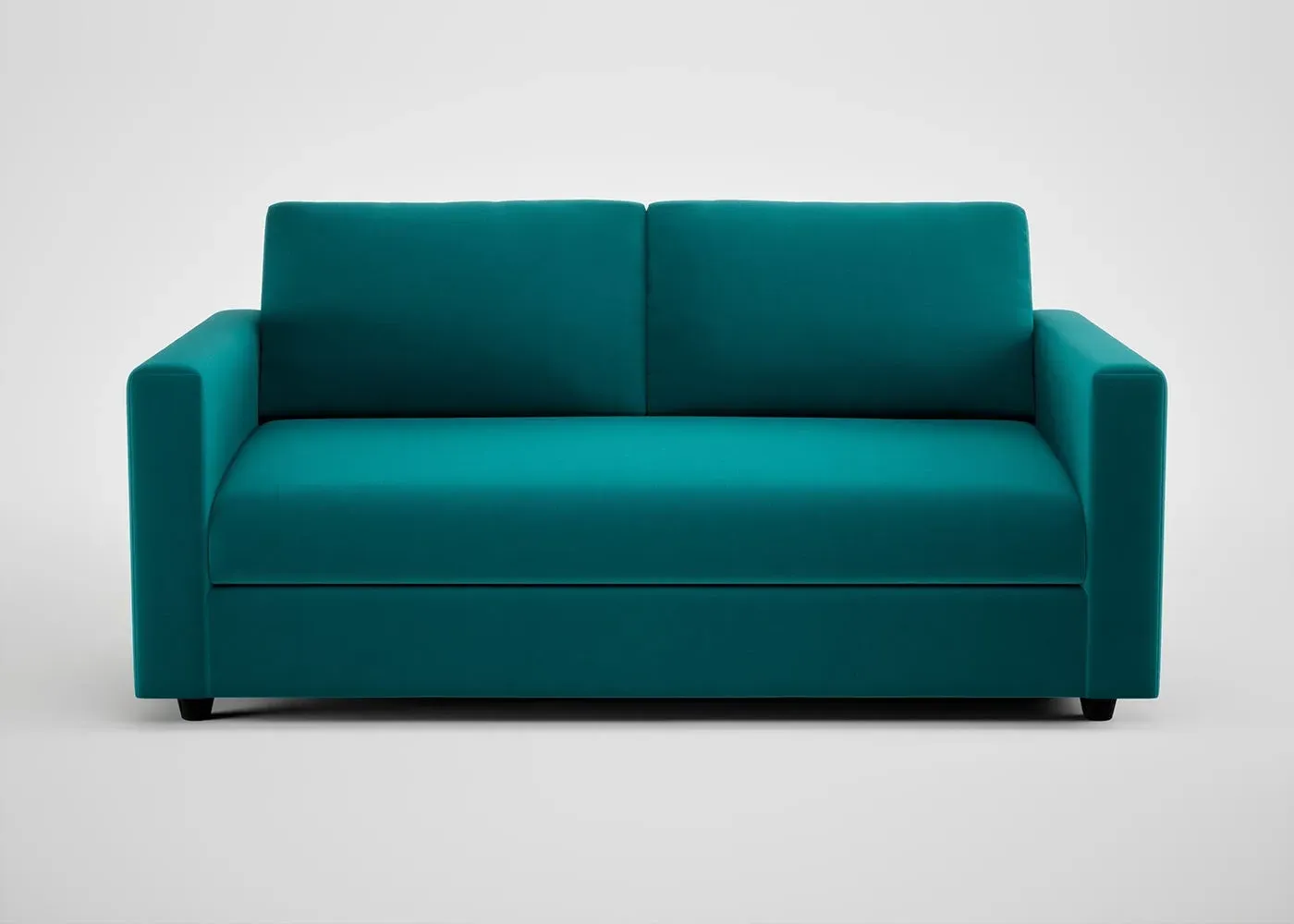 3-Seater Sofa with Black Feet - Blue, Velvet