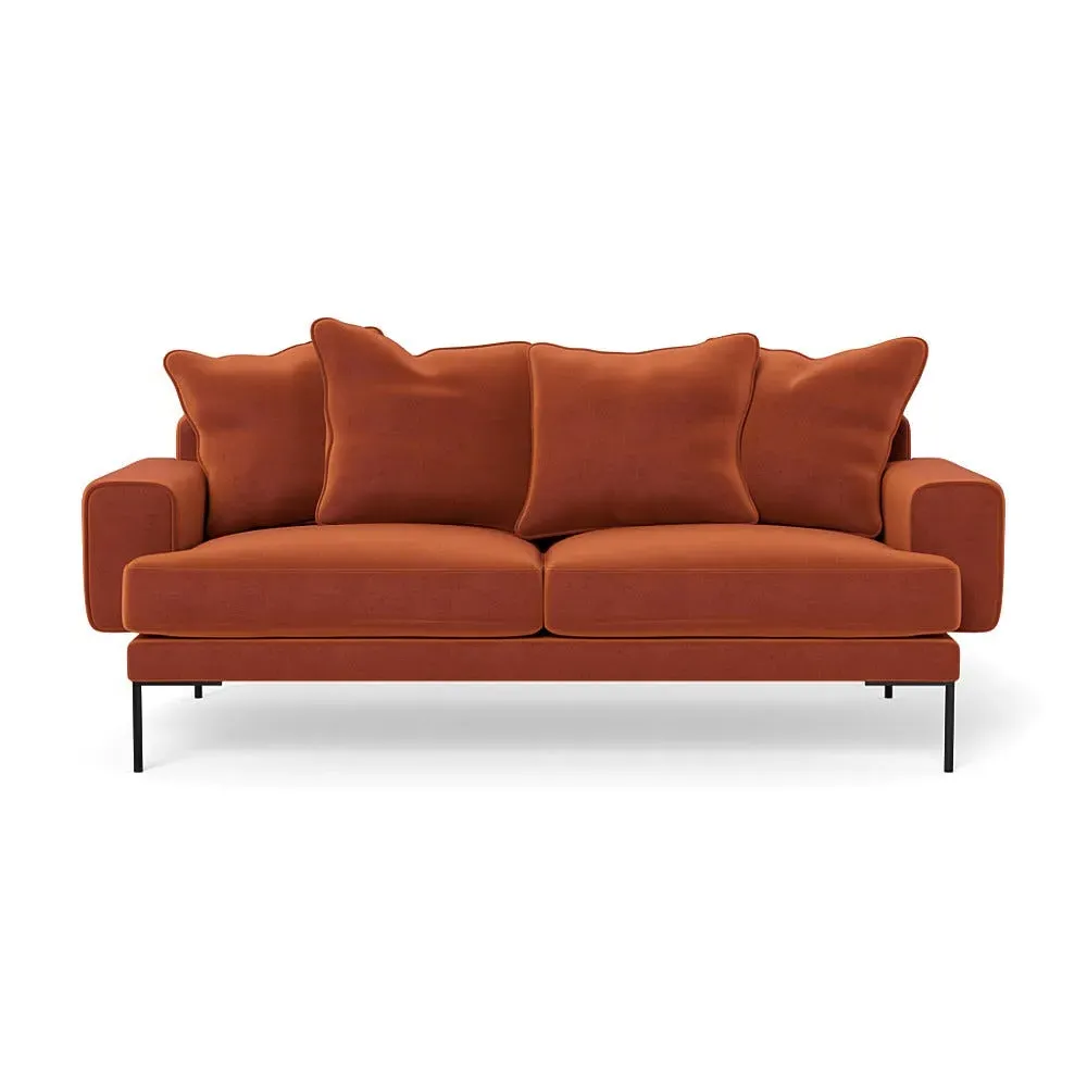 3-Seater Sofa with Black Feet - Brown, Velvet