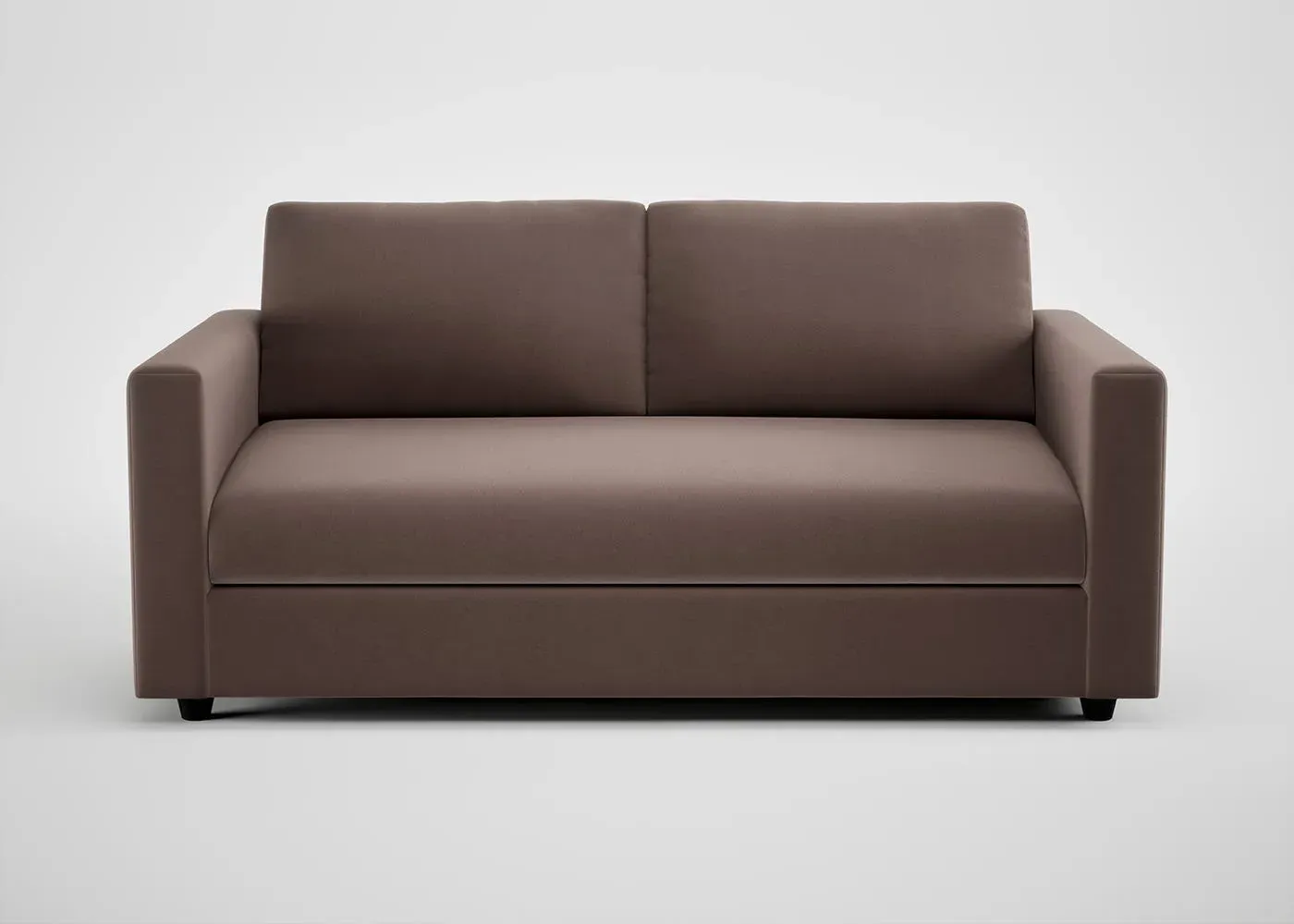 3-Seater Sofa with Black Feet - Brown, Velvet