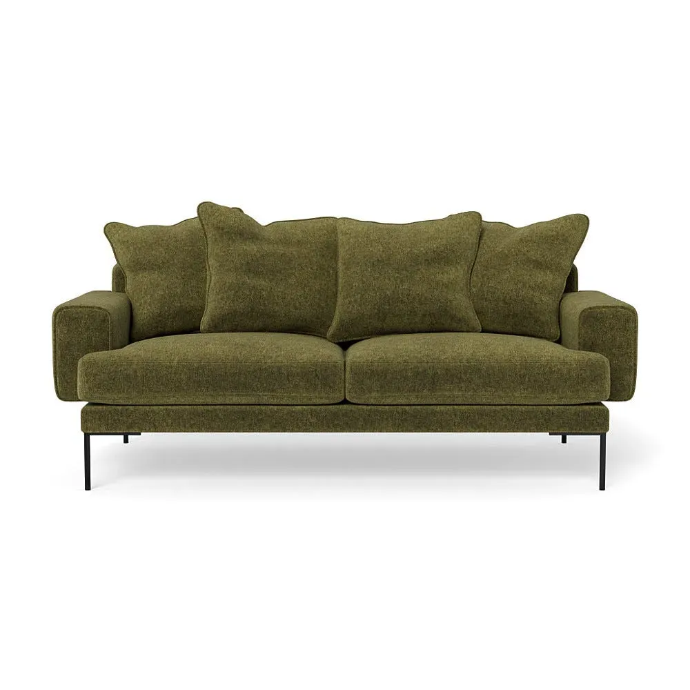 3-Seater Sofa with Black Feet - Green, Boucle