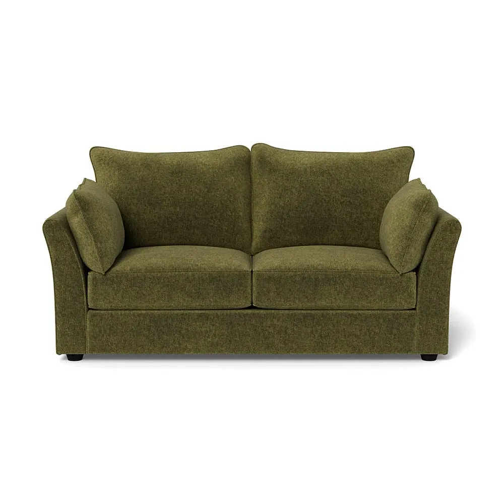 3-Seater Sofa with Black Feet - Green, Velvet