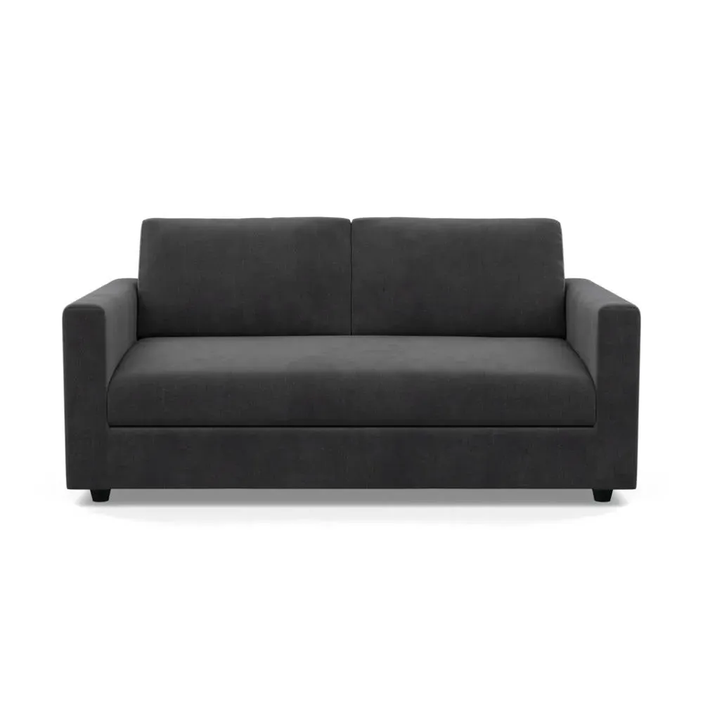 3-Seater Sofa with Black Feet - Grey, Velvet