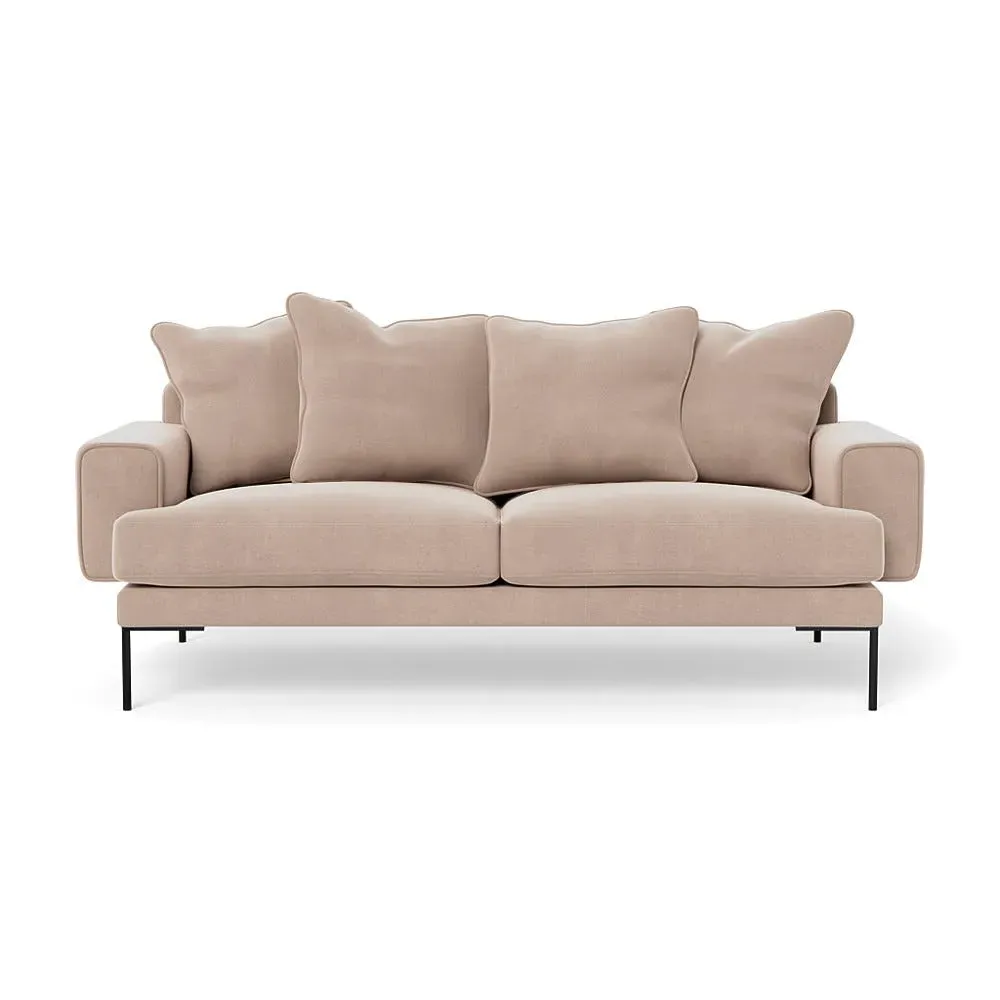 3-Seater Sofa with Black Feet - Grey, Velvet