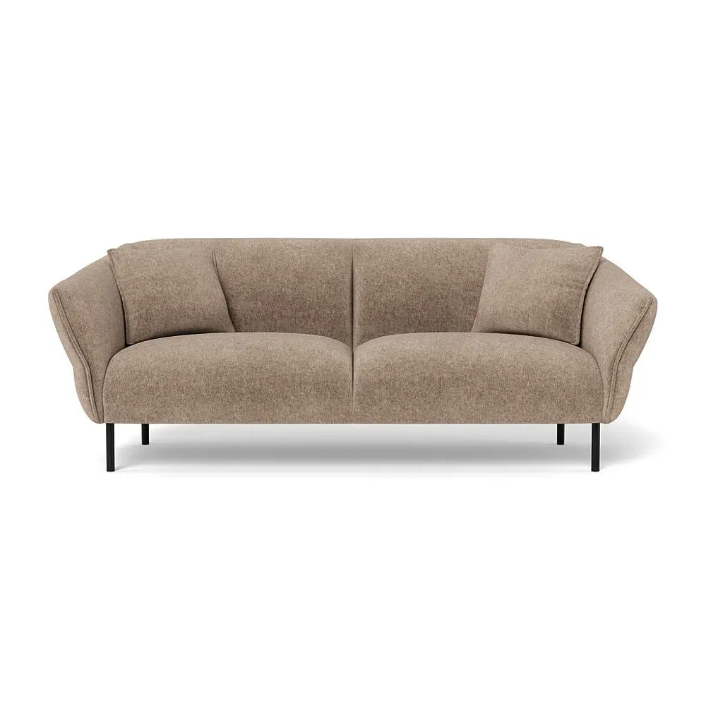3-Seater Sofa with Black Feet - Natural, Boucle