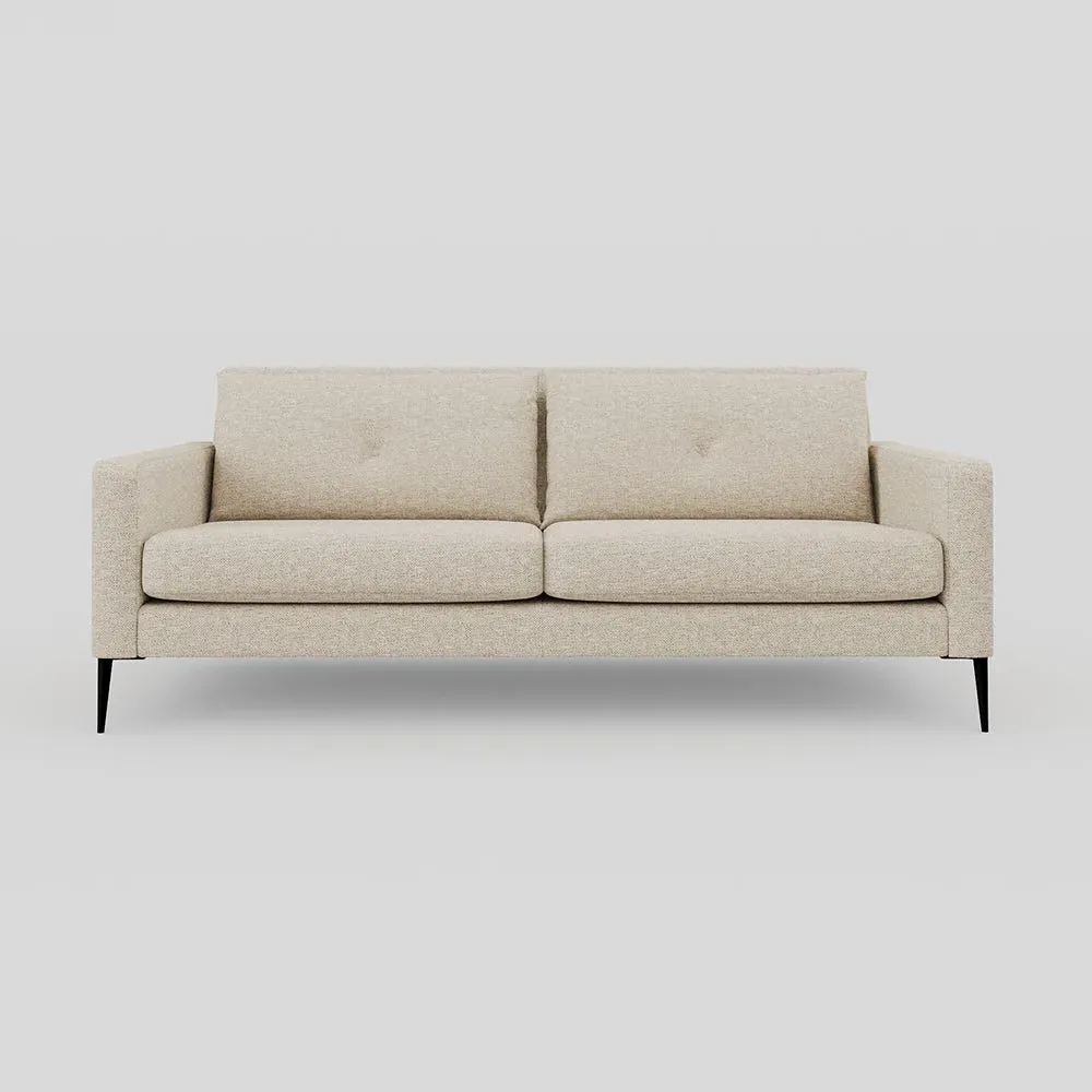 3-Seater Sofa with Black Feet - Natural, Fabric