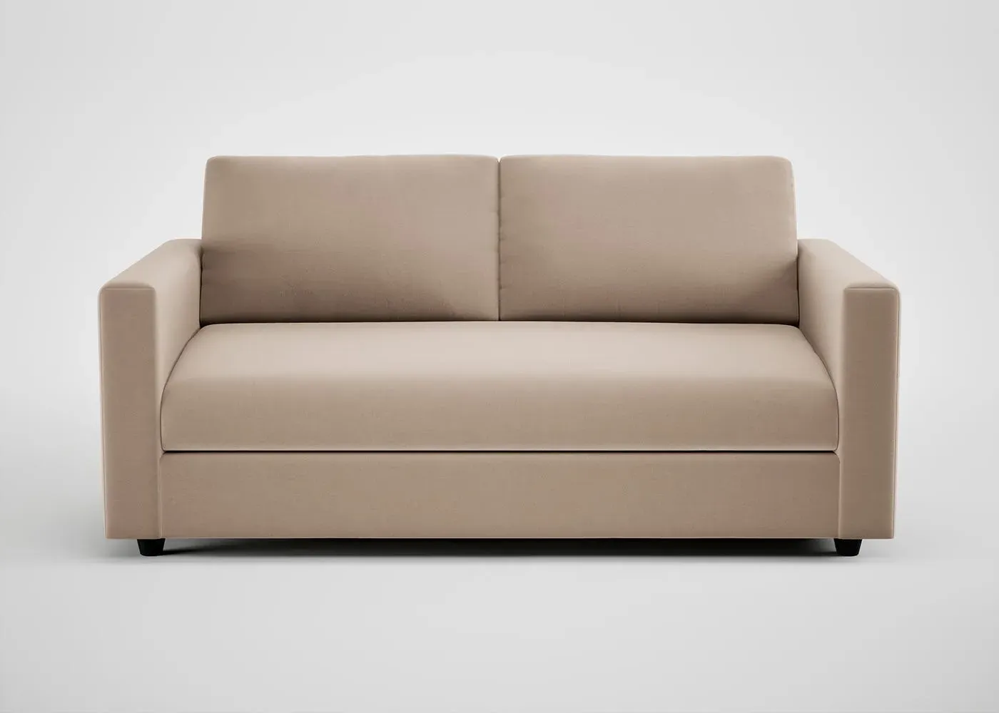 3-Seater Sofa with Black Feet - Natural, Velvet