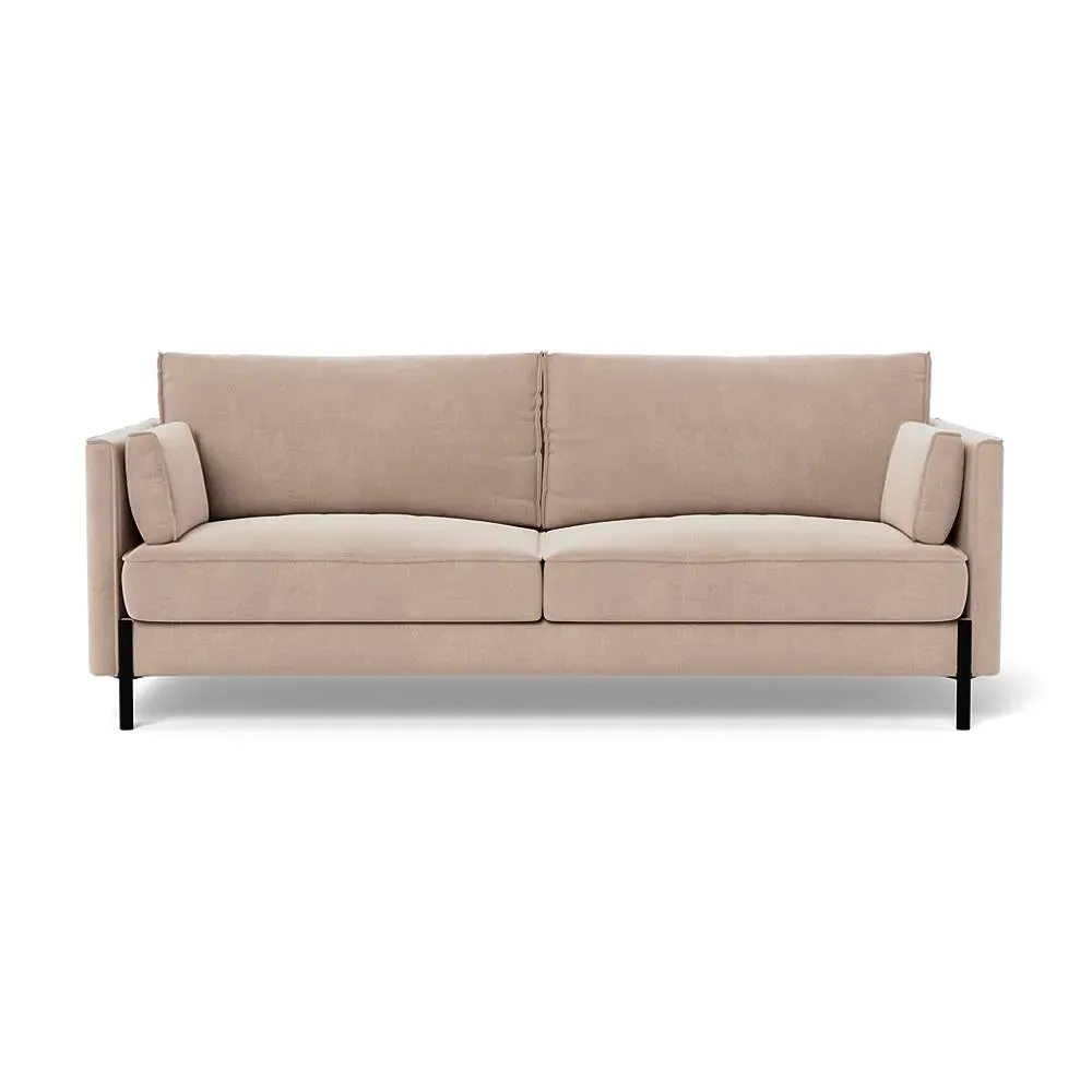 3-Seater Sofa with Black Feet - Pebble, Velvet