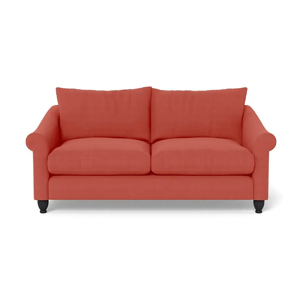 3-Seater Sofa with Black Feet - Red, Linen