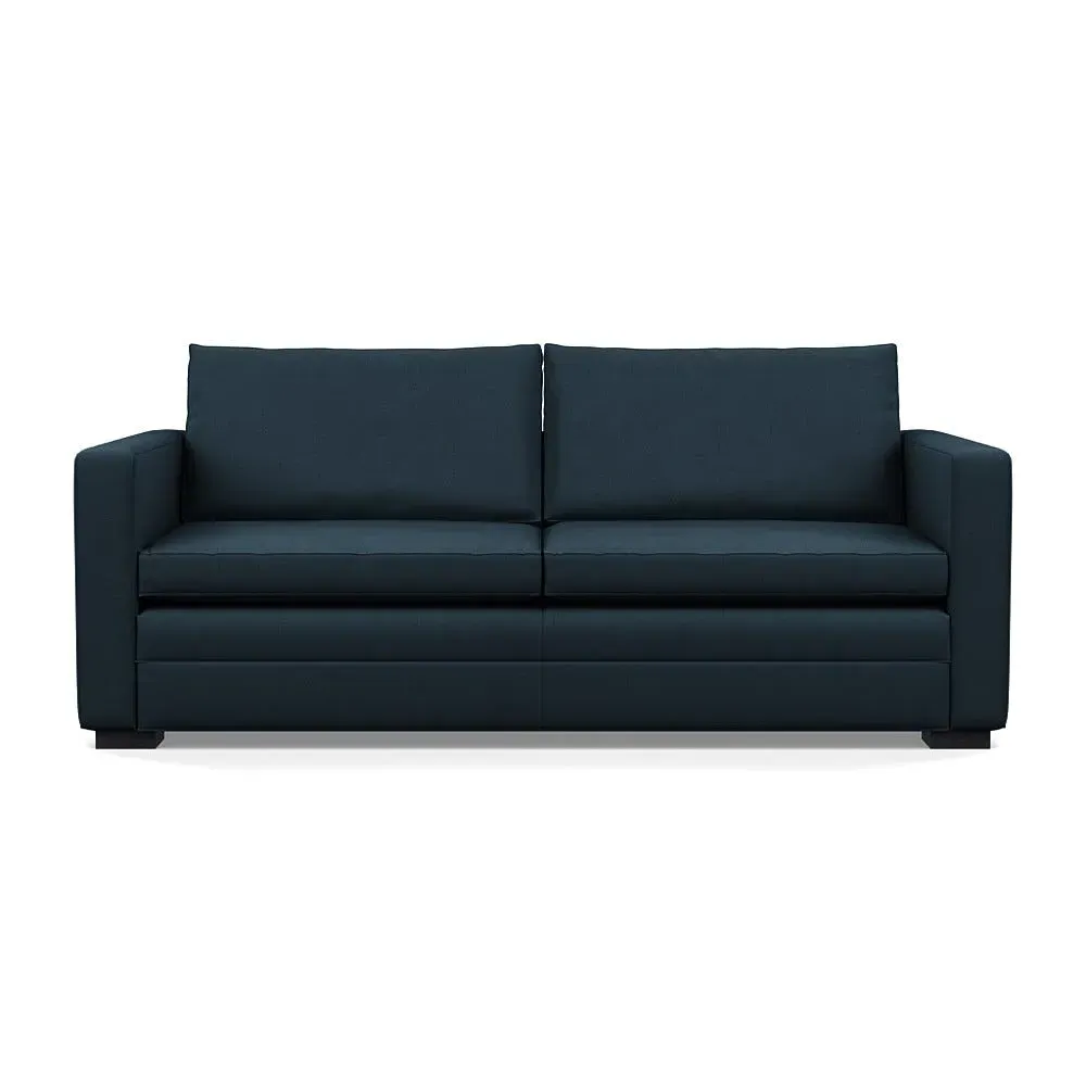 3-Seater Sofa with Black Legs - Blue, Cotton image