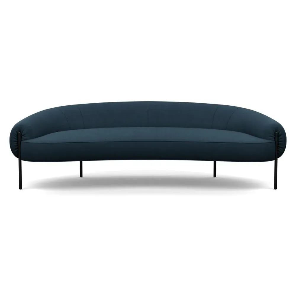 3-Seater Sofa with Black Legs - Blue, Cotton image