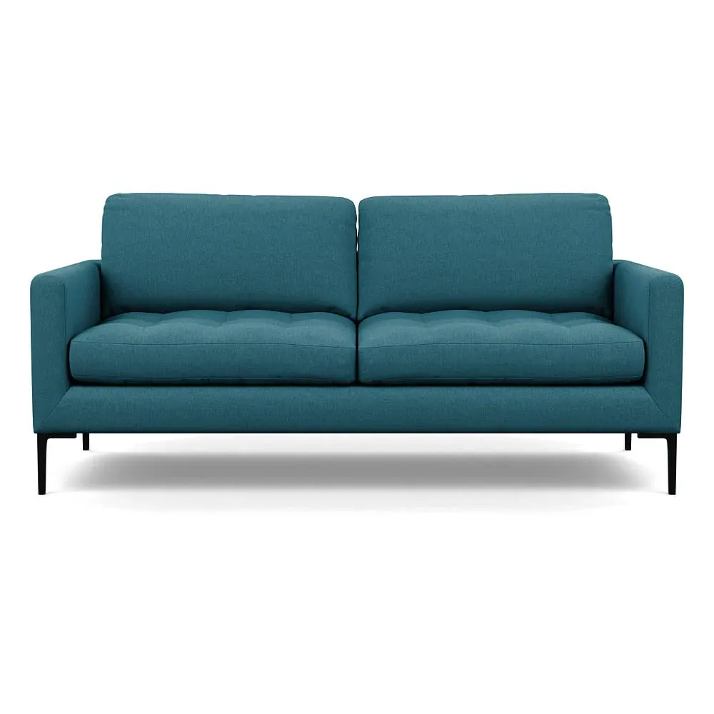 3-Seater Sofa with Black Legs - Blue, Cotton image