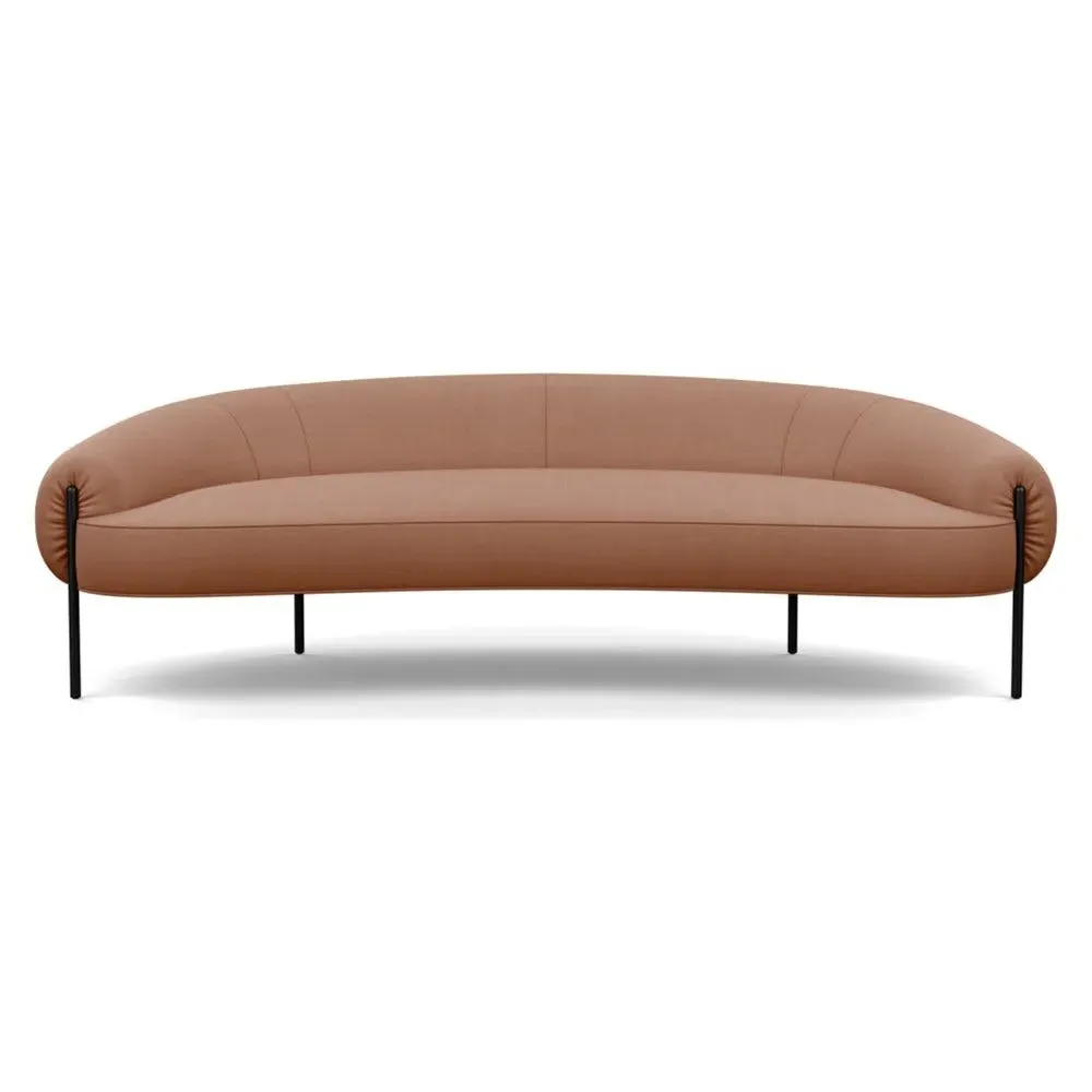3-Seater Sofa with Black Legs - Brown, Cotton