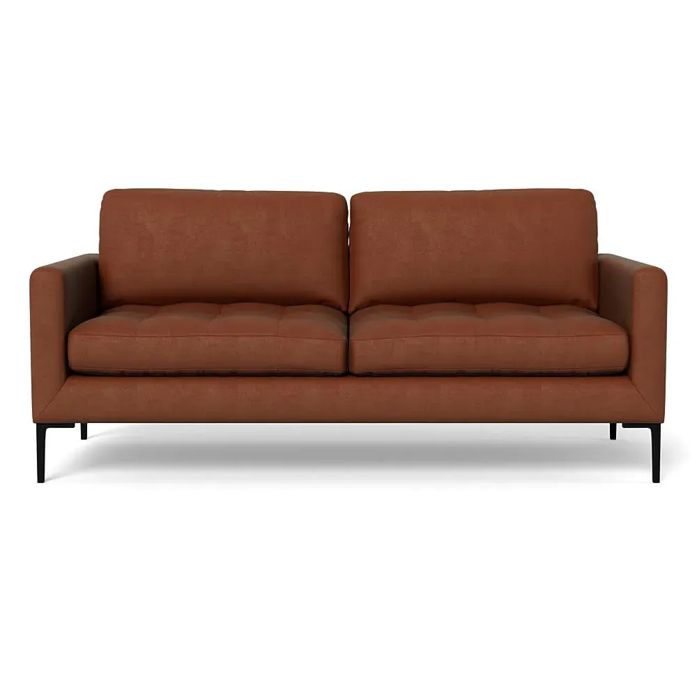 3-Seater Sofa with Black Legs - Brown, Velvet