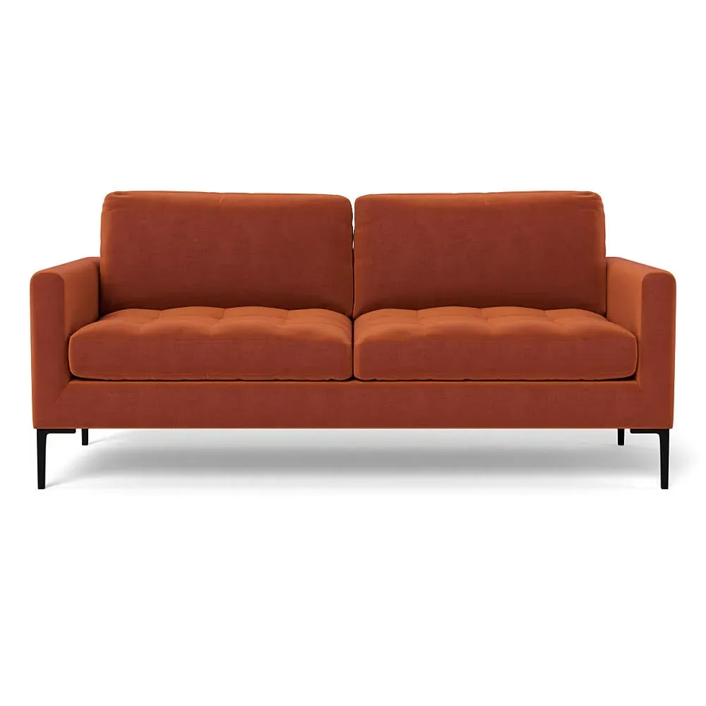 3-Seater Sofa with Black Legs - Brown, Velvet