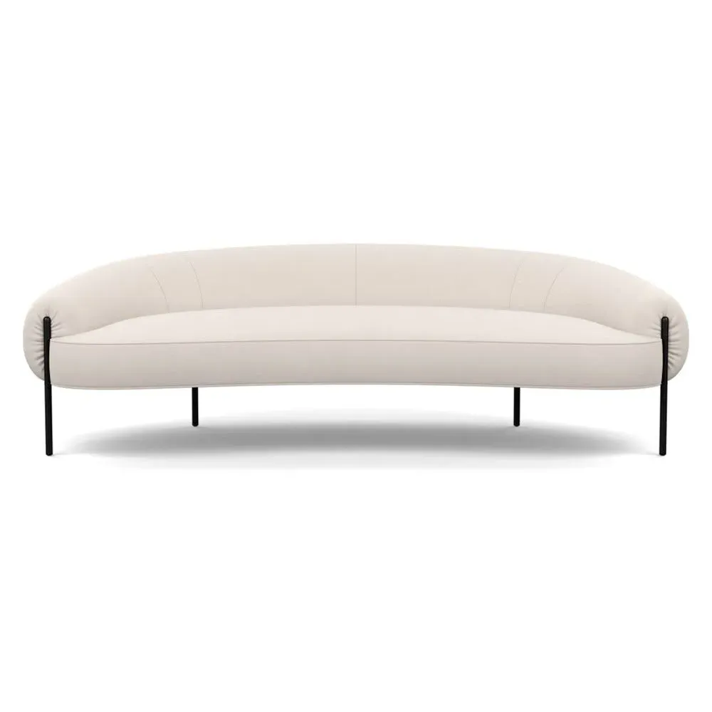 3-Seater Sofa with Black Legs - Cream, Cotton