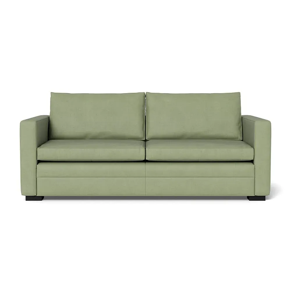 3-Seater Sofa with Black Legs - Green, Cotton