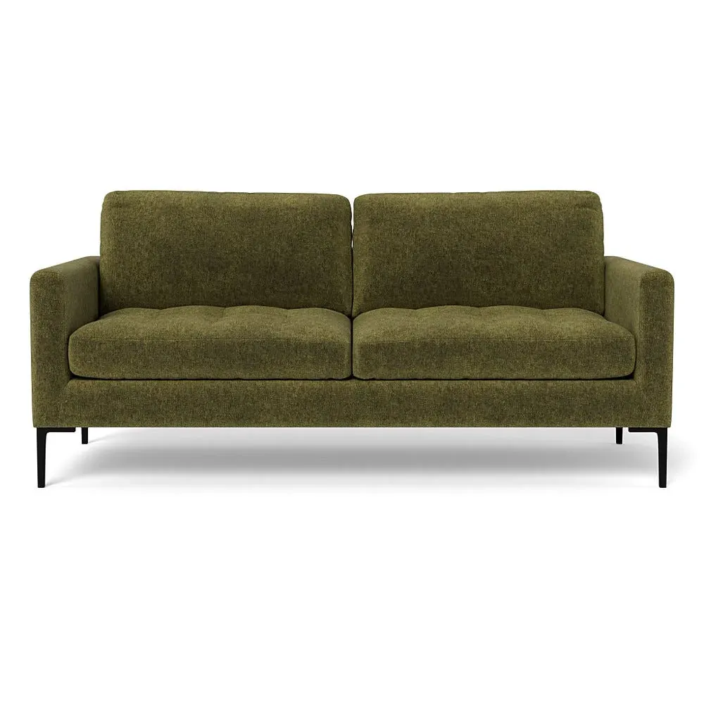 3-Seater Sofa with Black Legs - Green, Velvet