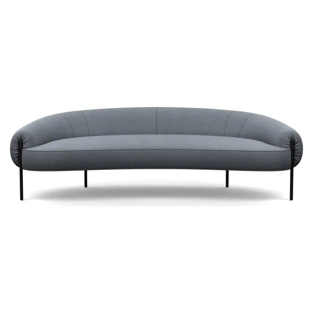 3-Seater Sofa with Black Legs - Grey, Cotton