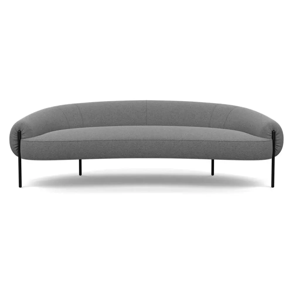 3-Seater Sofa with Black Legs - Grey, Wool
