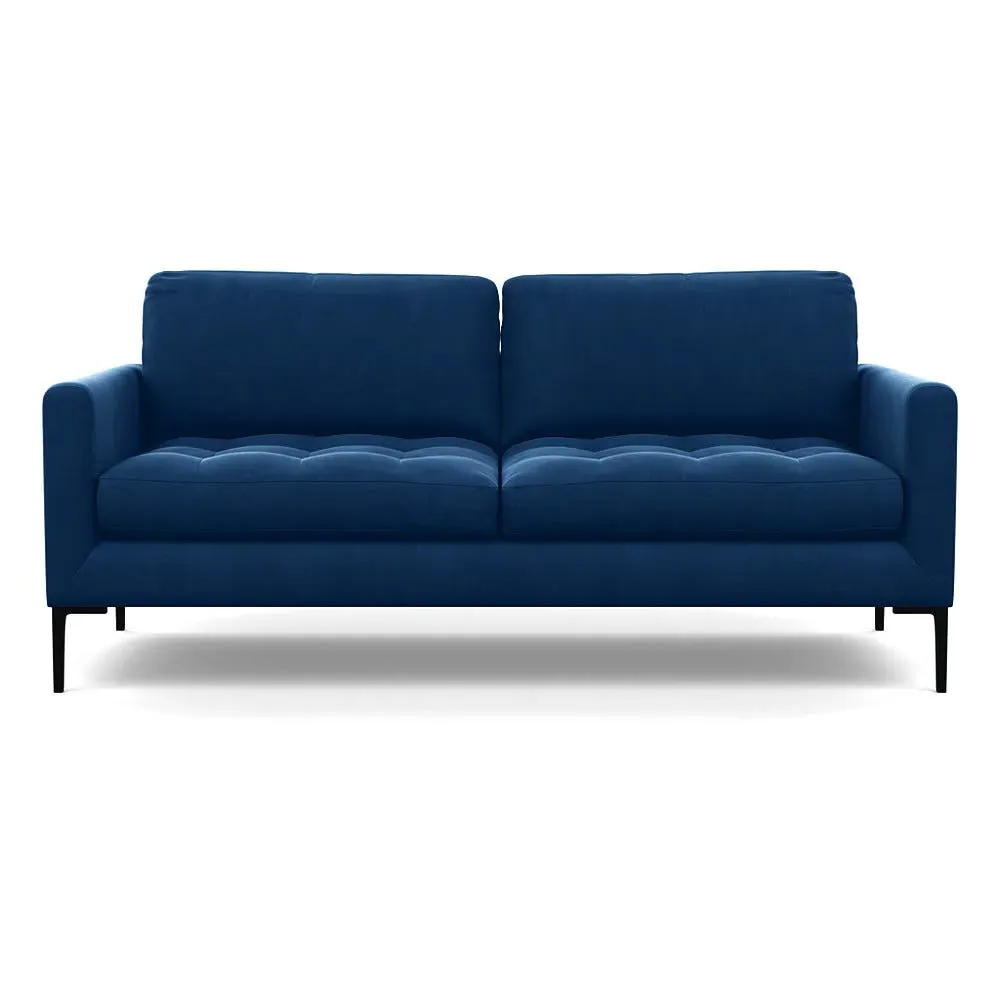 3-Seater Sofa with Black Legs - Petrol, Velvet