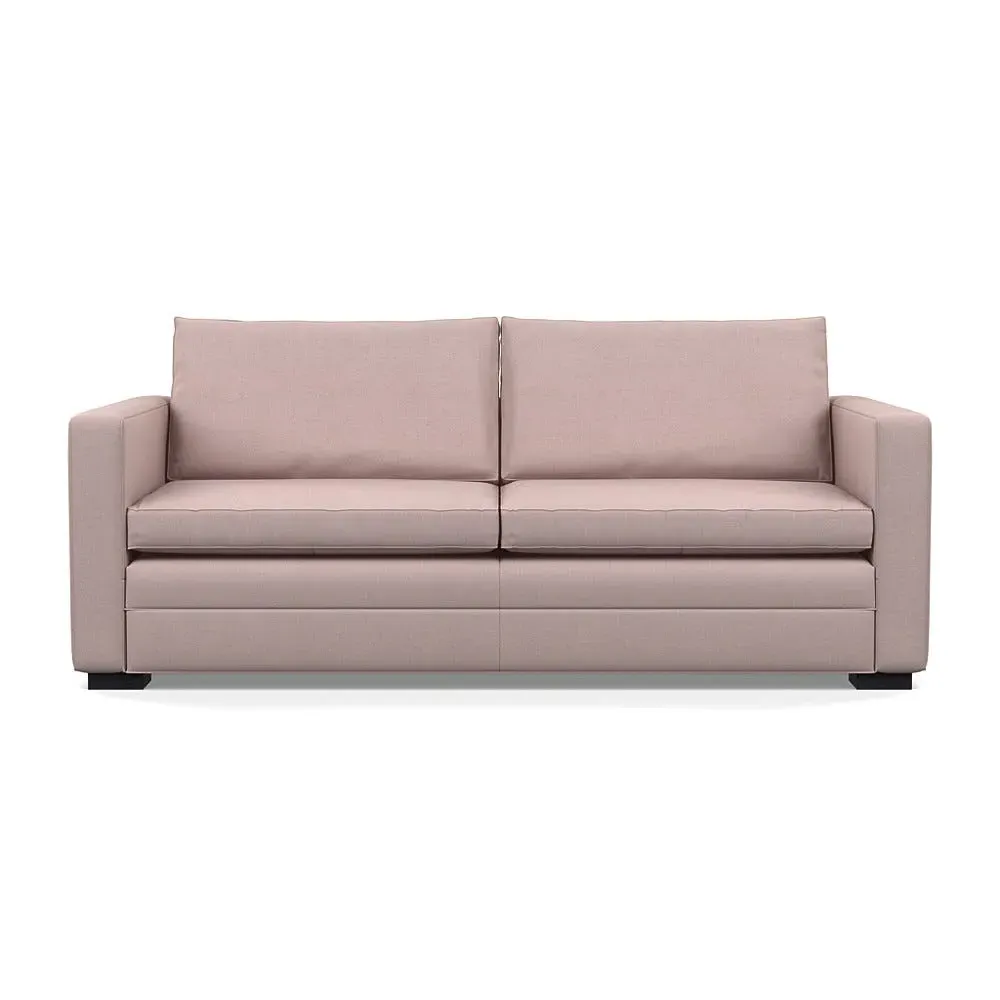 3-Seater Sofa with Black Legs - Pink, Cotton