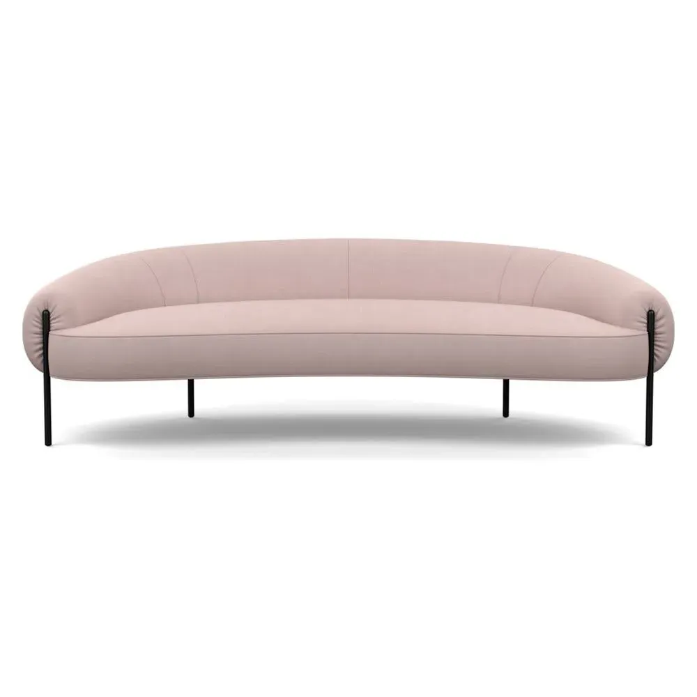 3-Seater Sofa with Black Legs - Pink, Cotton