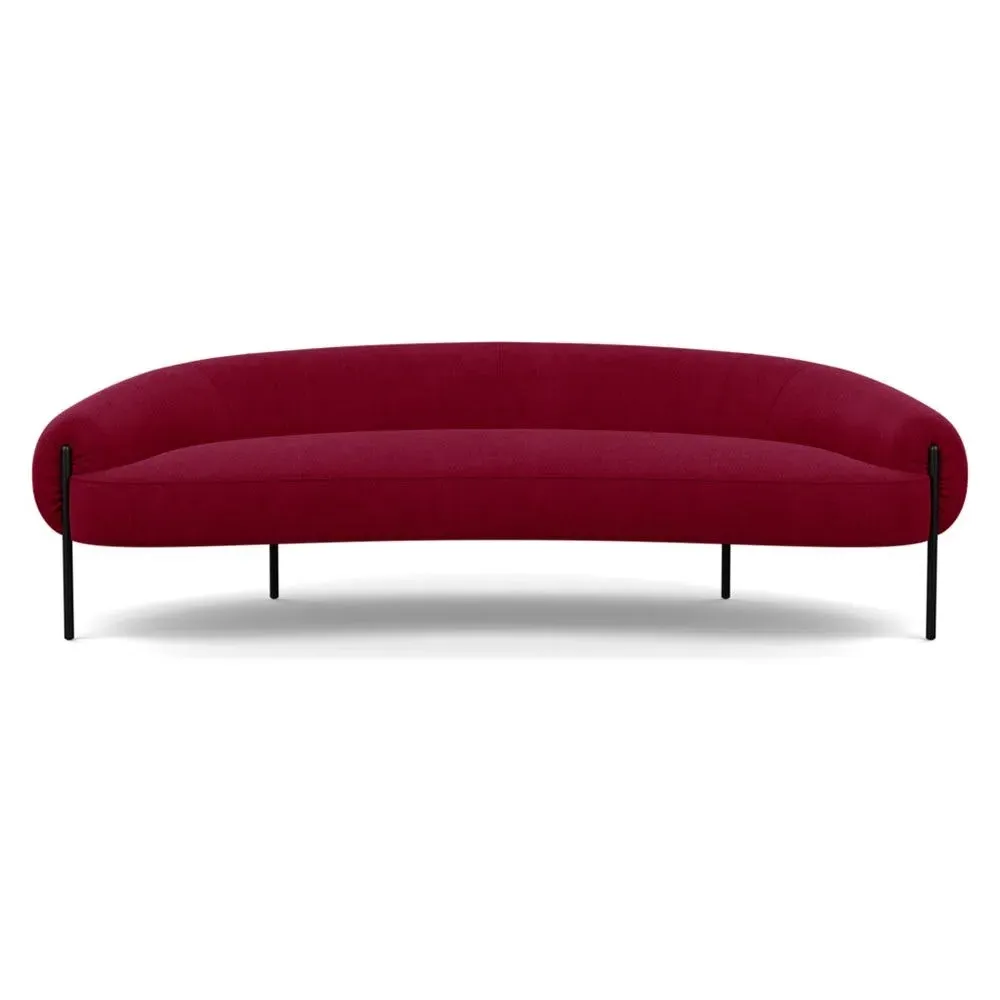 3-Seater Sofa with Black Legs - Red, Wool