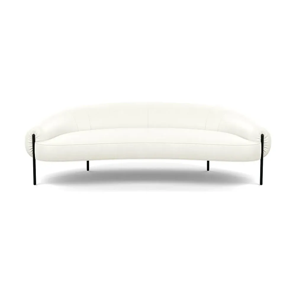 3-Seater Sofa with Black Legs - White, Leather