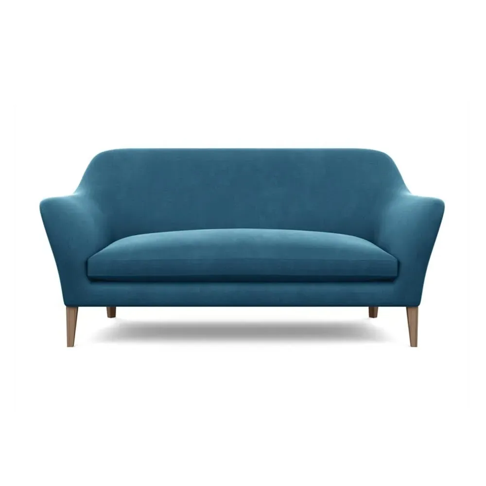 3-Seater Sofa with Black Oak Feet - Blue, Velvet