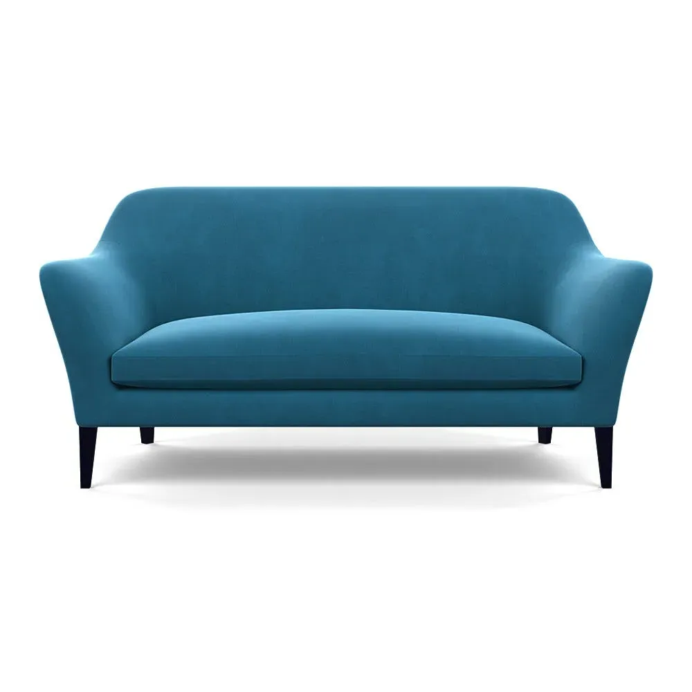 3-Seater Sofa with Black Oak Feet - Blue, Velvet