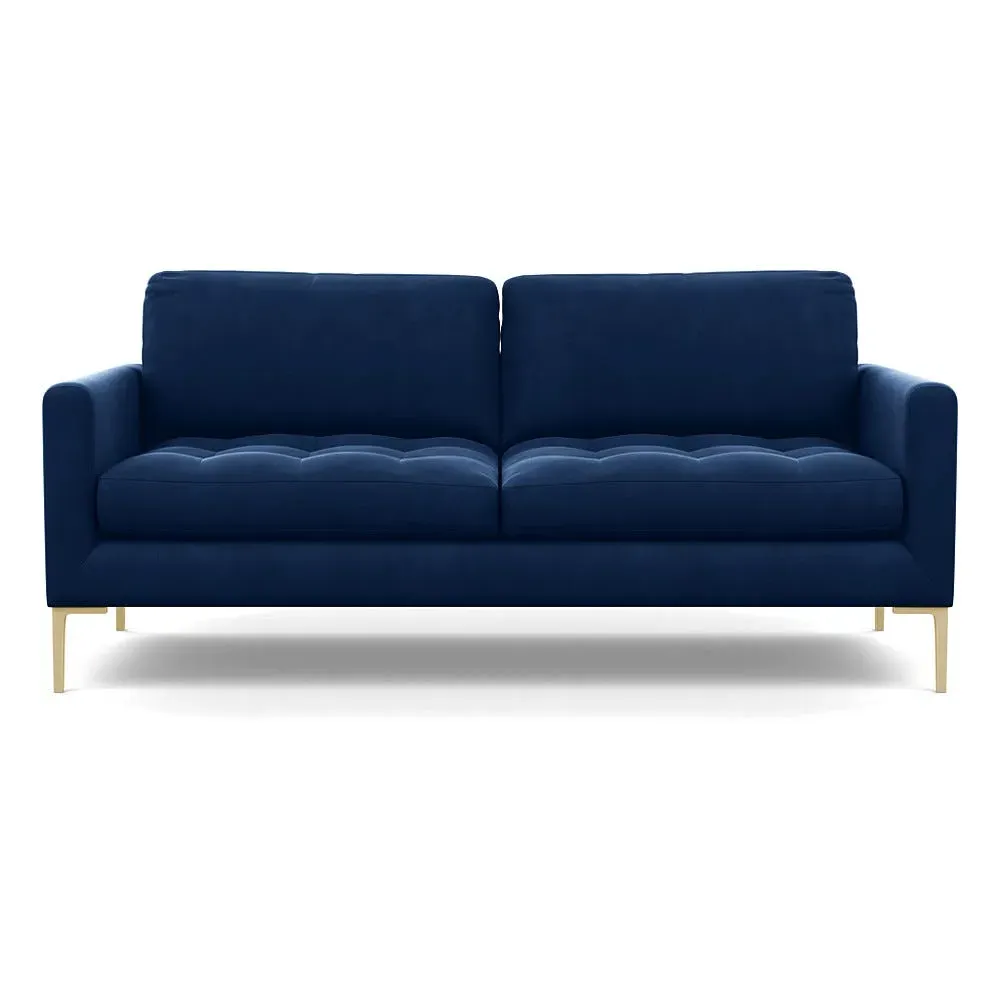 3-Seater Sofa with Brass Feet - Blue, Velvet image