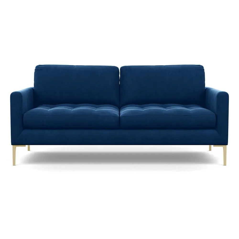3-Seater Sofa with Brass Feet - Blue, Velvet image
