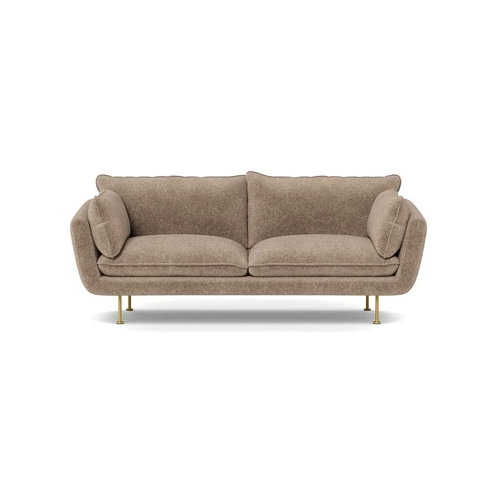 3-Seater Sofa with Brass Feet - Natural, Boucle