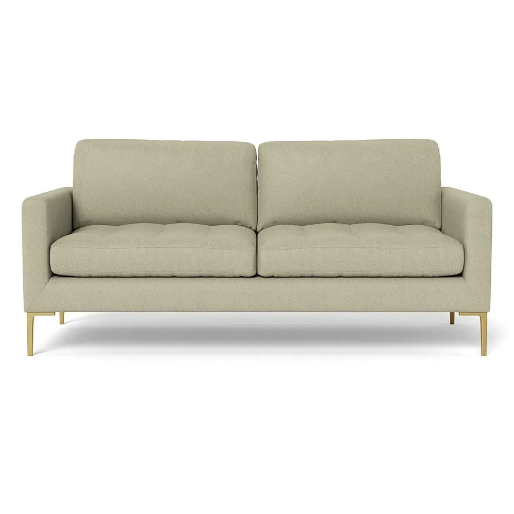 3-Seater Sofa with Brass Feet - Natural, Cotton